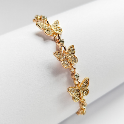 gold plated rhinestone butterfly bracelet, fashion jewellery