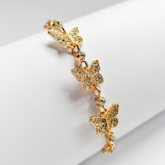 gold plated rhinestone butterfly bracelet, fashion jewellery