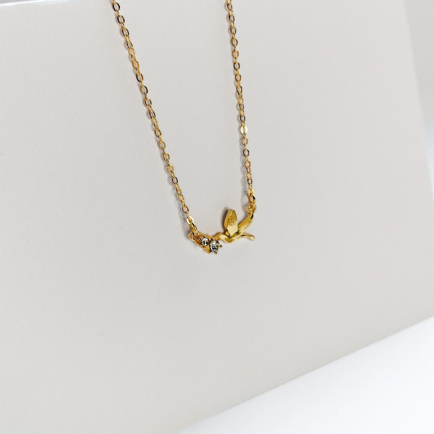 gold plated rhinestone dove necklace, fashion jewellery