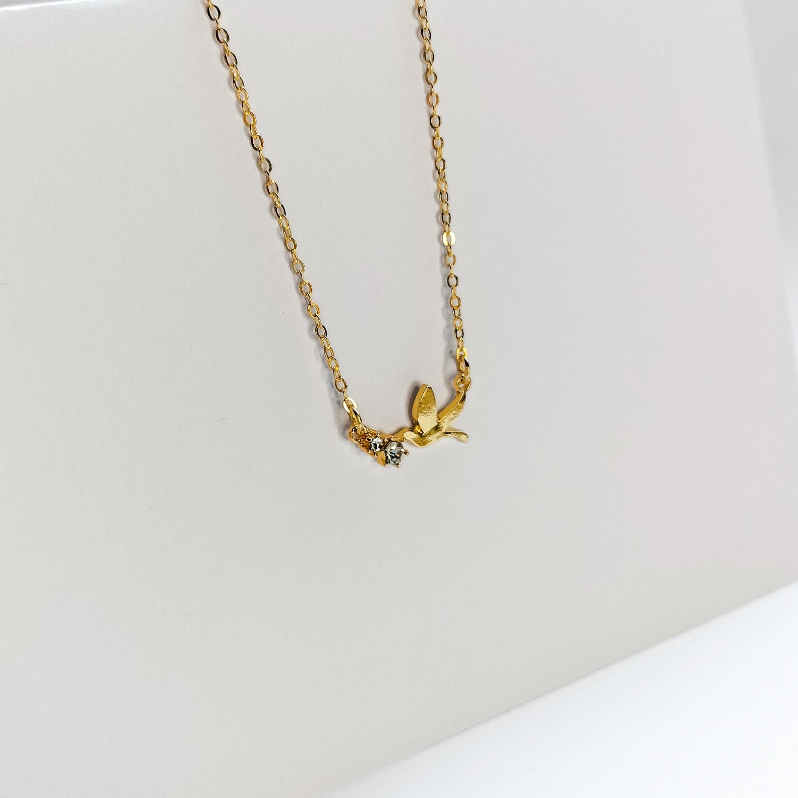 gold plated rhinestone dove necklace, fashion jewellery