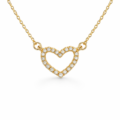 gold plated rhinestone heart necklace, fashion jewellery packshot