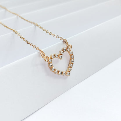 gold plated rhinestone heart necklace, fashion jewellery