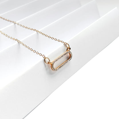 Gold plated rhinestone oval pendant necklace, fashion jewellery