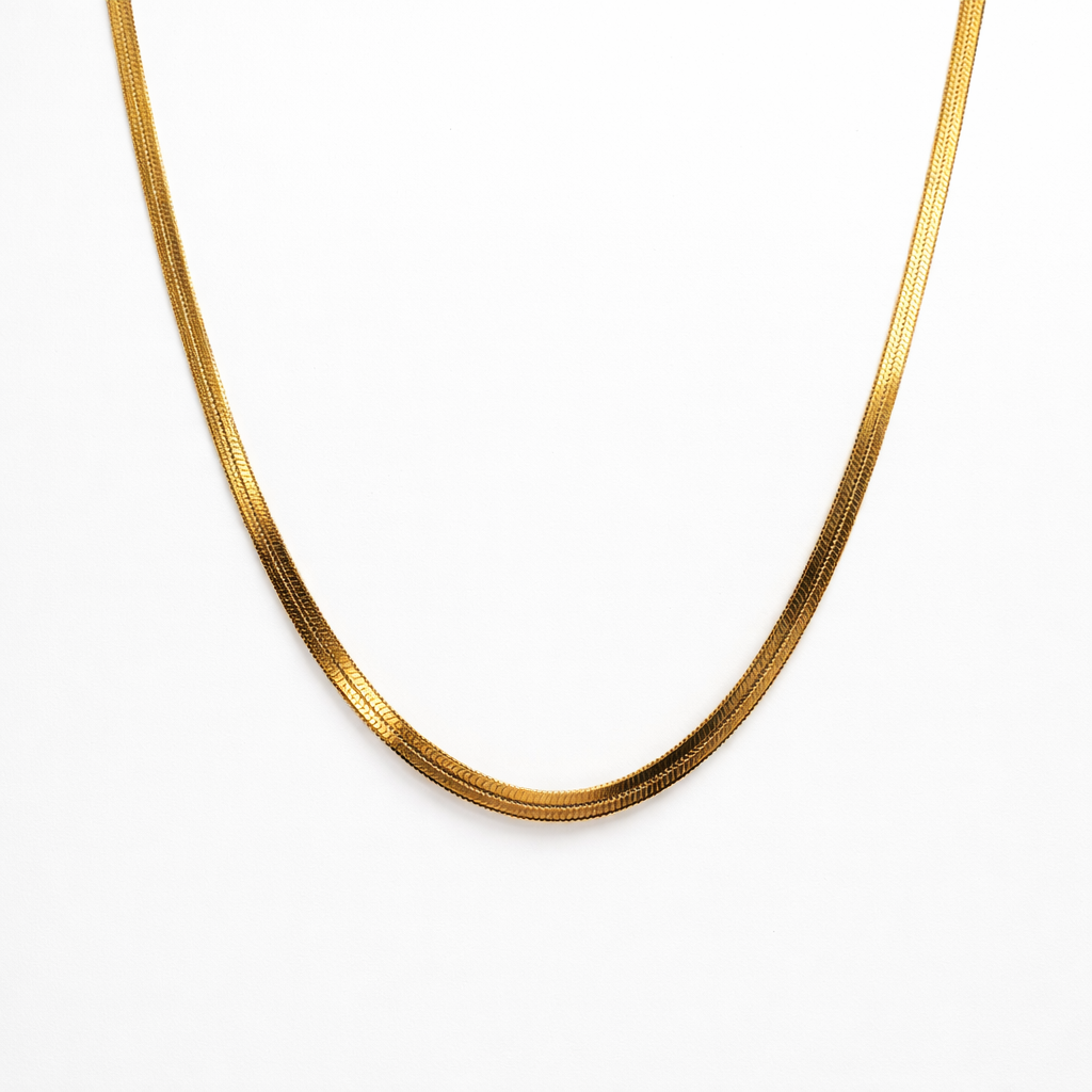 gold plated snake chain necklace 3mm, fashion jewellery packshot
