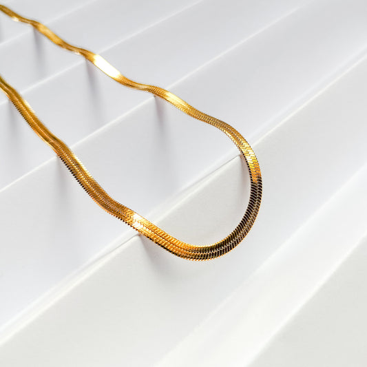 gold plated snake chain necklace 3mm, fashion jewellery