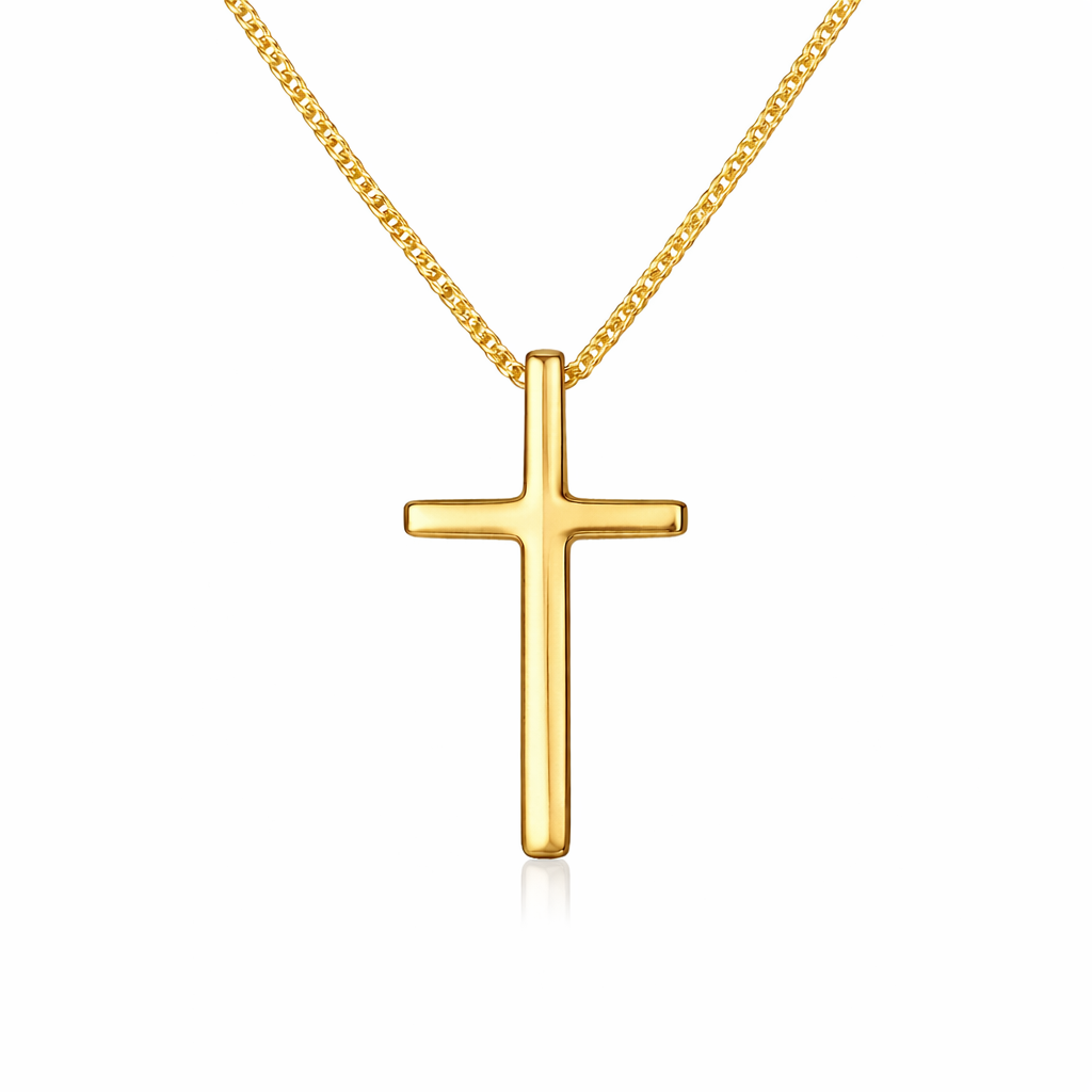 gold plated 925 sterling silver cross necklace, hypoallergenic jewellery