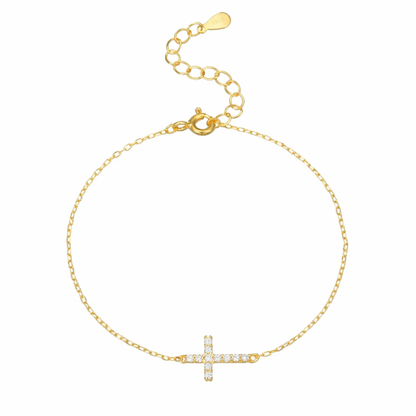 Sterling Silver CZ Cross Bracelet