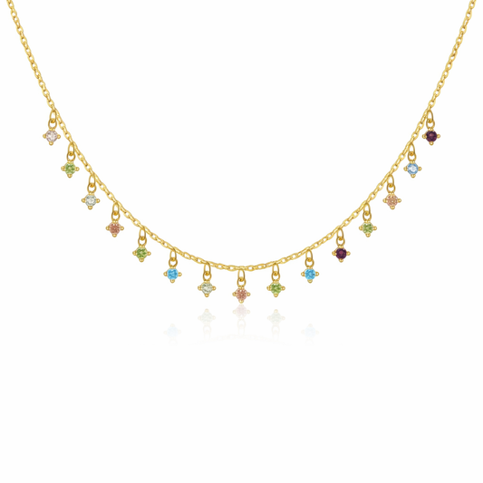 gold plated sterling silver gemstone charm necklace (hypoallergenic jewellery)