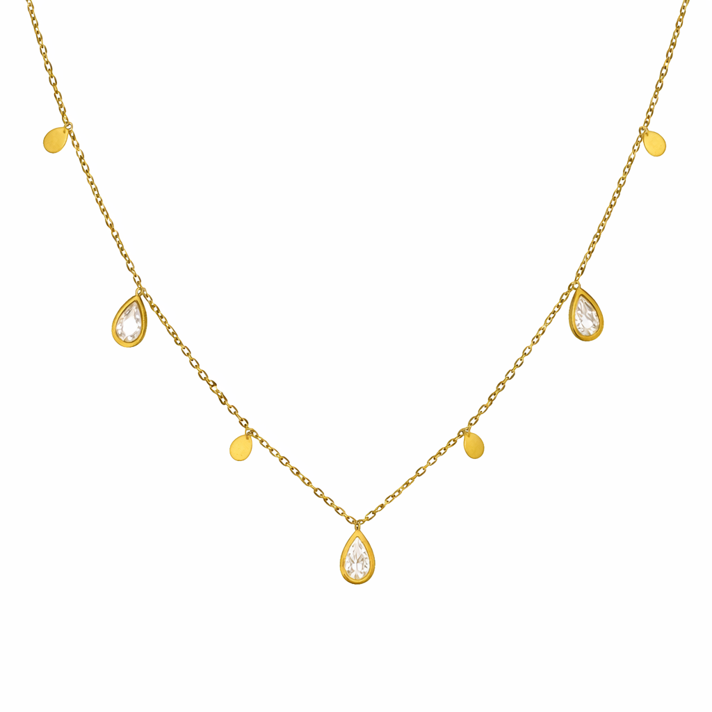 Gold Plated Teardrop Charm Necklace