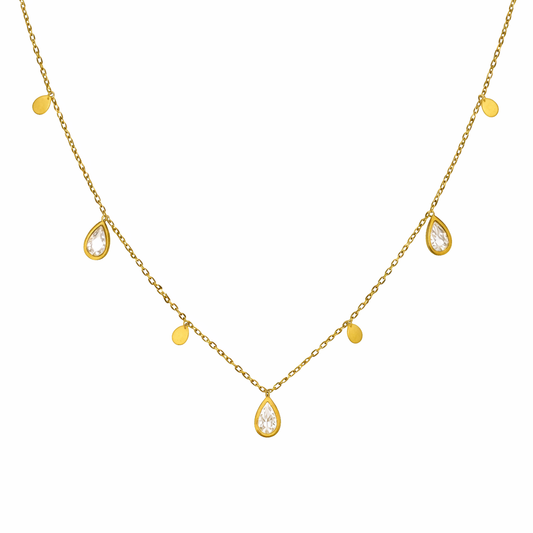 Gold Plated Teardrop Charm Necklace