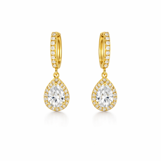 gold plated teardrop huggie earrings from fashion jewellery collection