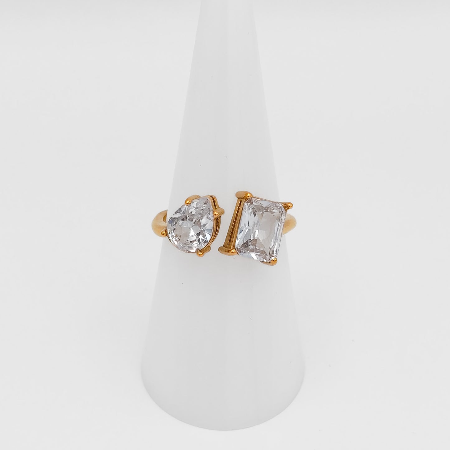 gold plated toi et moi cubic zirconia ring, water & tarnish proof