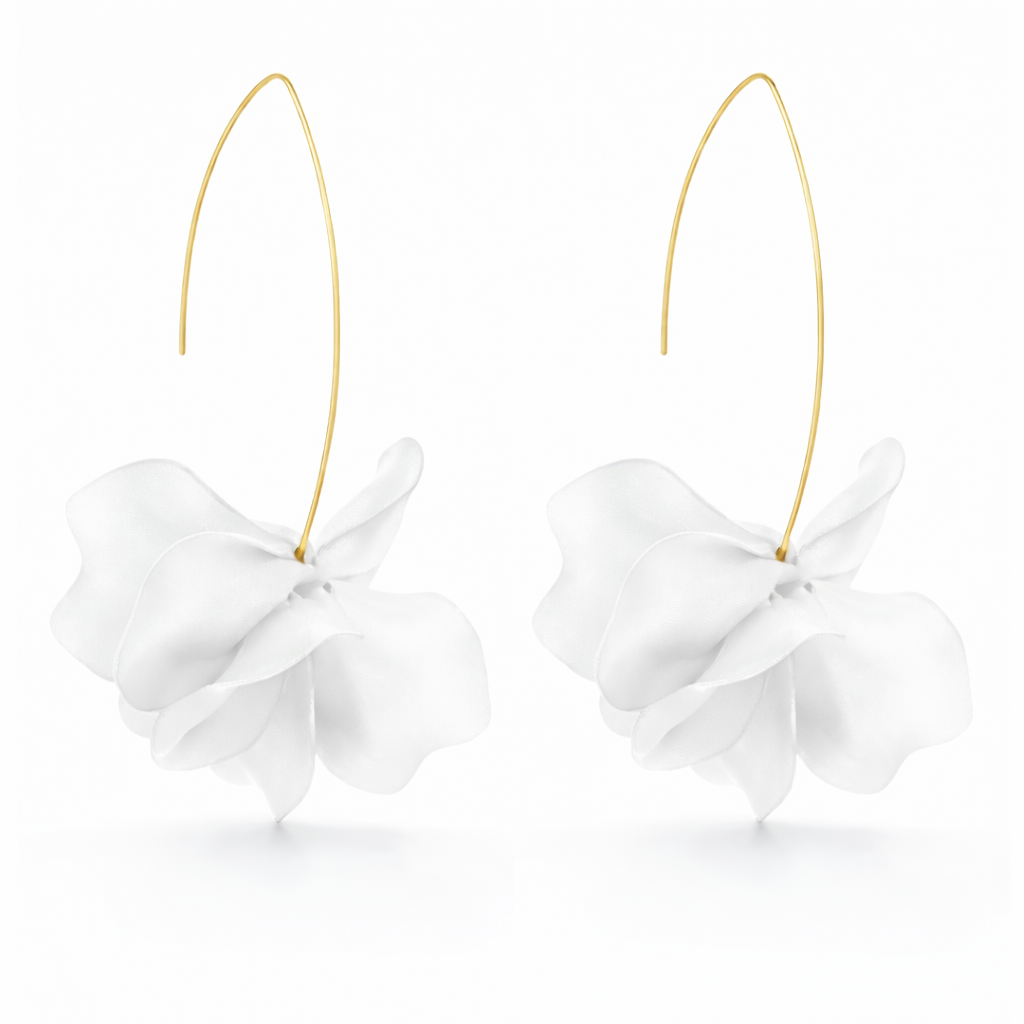 gold plated white flower dangle earrings fashion jewellery