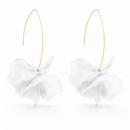 gold plated white flower dangle earrings fashion jewellery