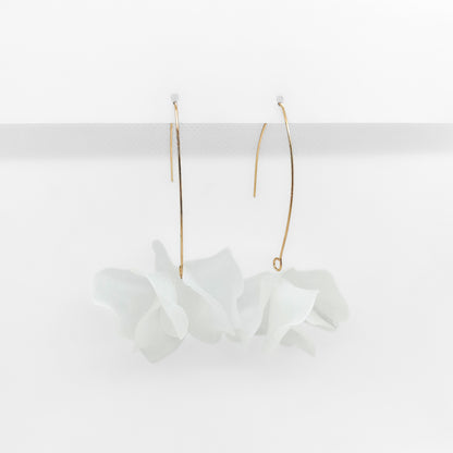 Gold Plated White Flower Dangle Earrings