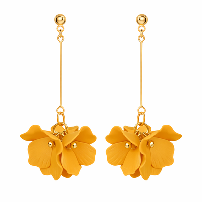 gold plated yellow flower dangle earrings from fashion jewellery collection