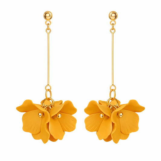 gold plated yellow flower dangle earrings from fashion jewellery collection