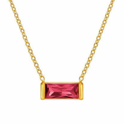 ai of july 18k gold plated birthstone pendant necklace (water and tarnish proof)