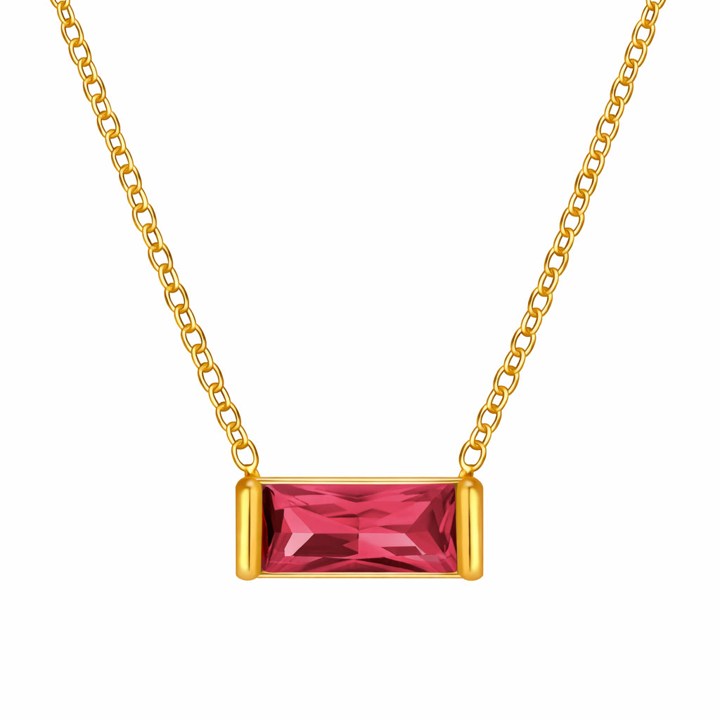 july 18k gold plated birthstone pendant necklace (water and tarnish proof)