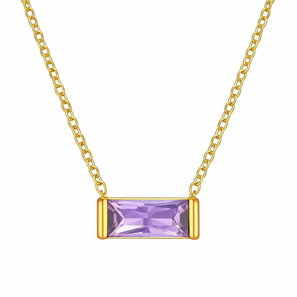 ai of june 18k gold plated birthstone pendant necklace (water and tarnish proof)