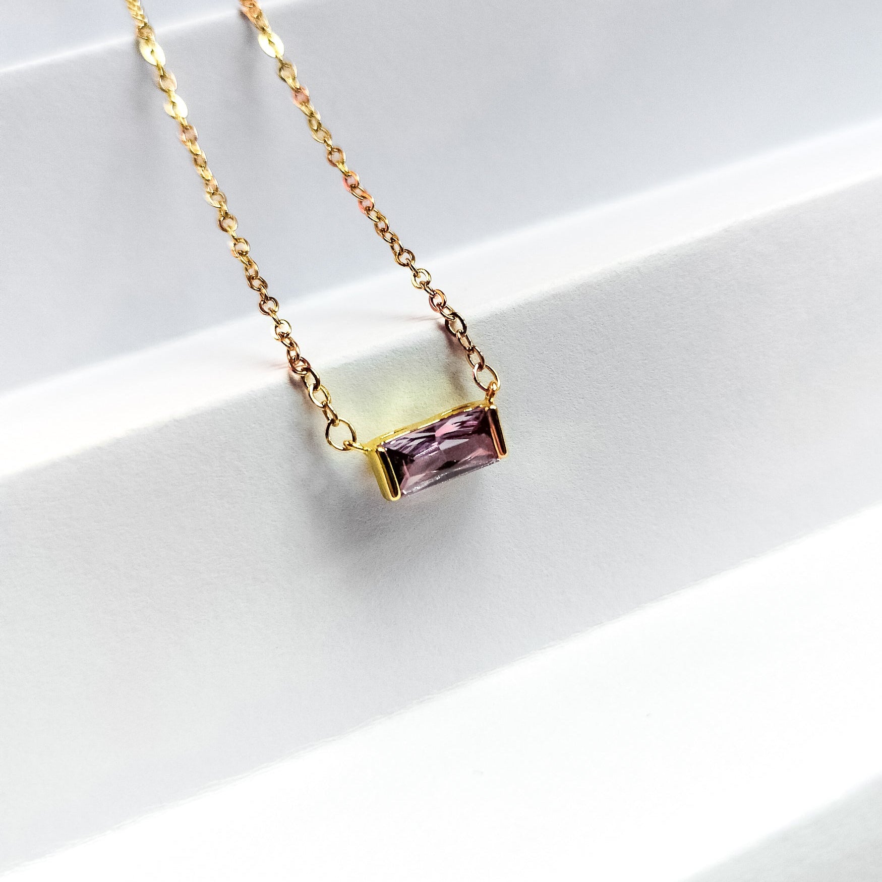 june 18k gold plated birthstone pendant necklace, water and tarnish proof