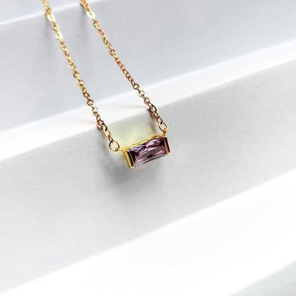 june 18k gold plated birthstone pendant necklace, water and tarnish proof