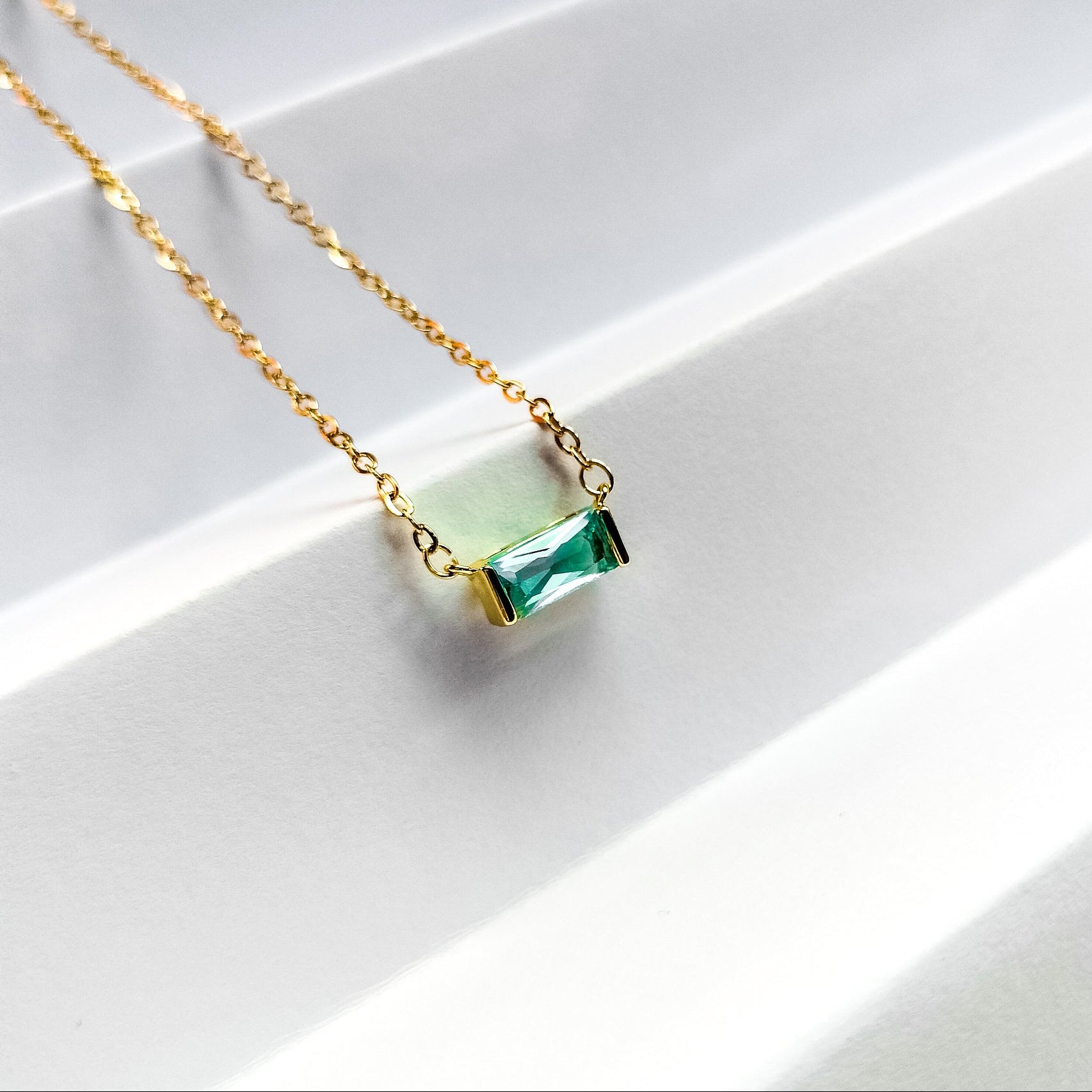 march 18k gold plated birthstone pendant necklace, water and tarnish proof
