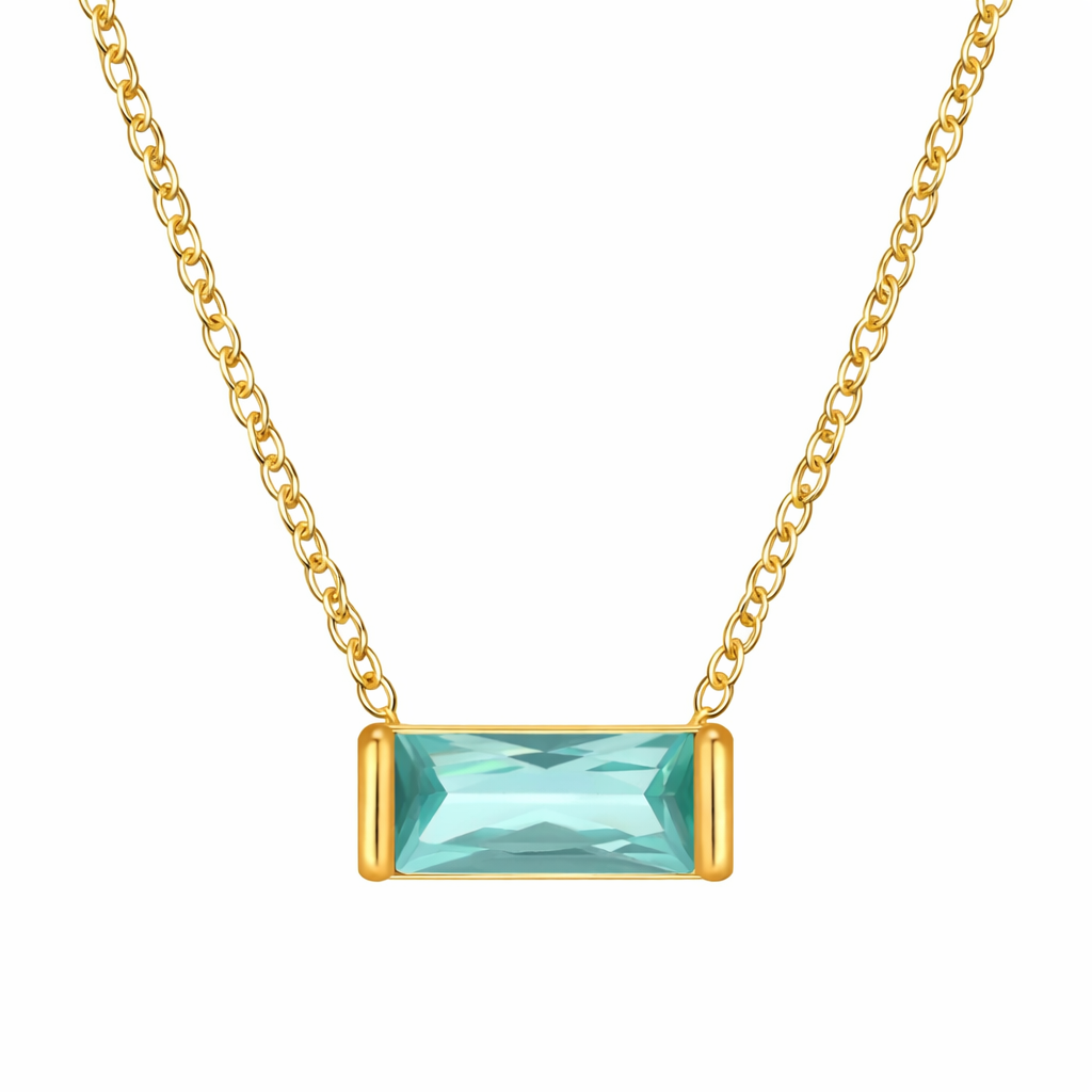 march 18k gold plated birthstone pendant necklace (water and tarnish proof)