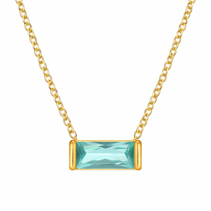 march 18k gold plated birthstone pendant necklace (water and tarnish proof)