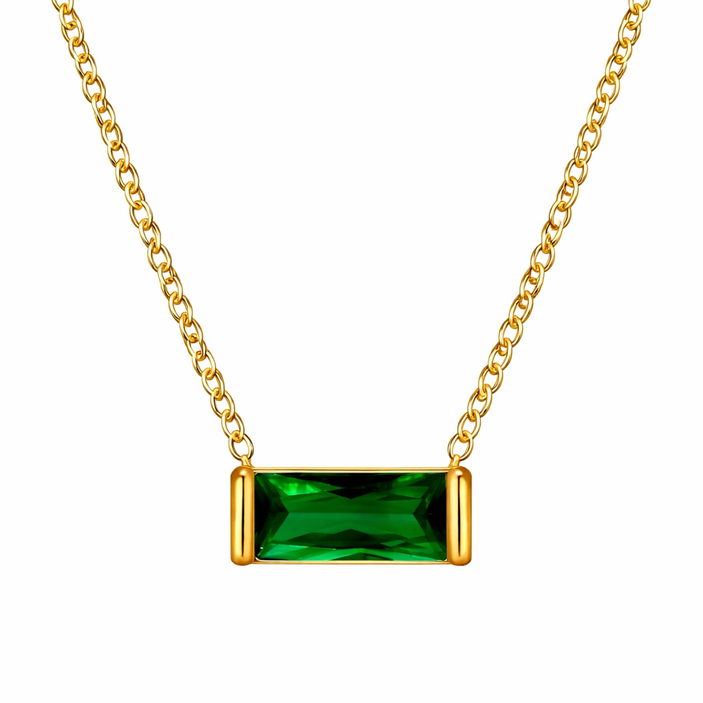 ai of may 18k gold plated birthstone pendant necklace (water and tarnish proof)