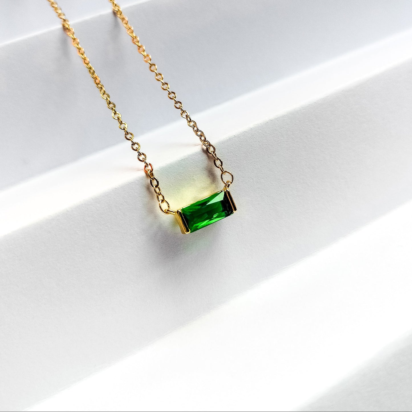 may 18k gold plated birthstone pendant necklace, water and tarnish proof