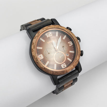 men's sandalwood & ebony chronograph wooden watch