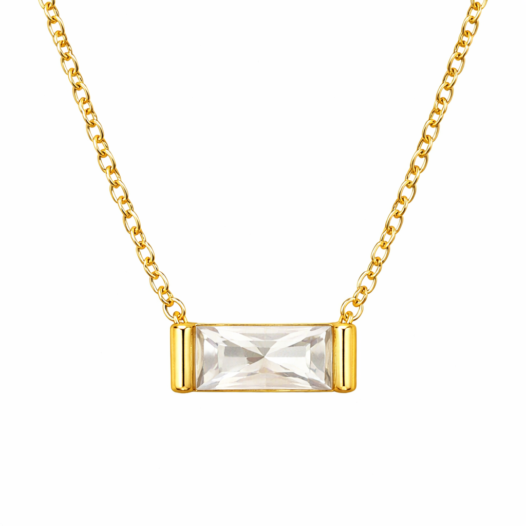 october 18k gold plated birthstone pendant necklace (water & tarnish proof)