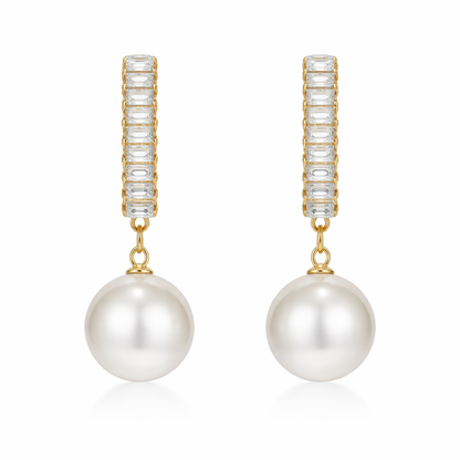 Pearl and rhinestone drop earrings for bridal and wedding wear