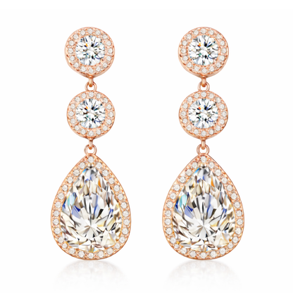 Rose gold plated bridal cubic zirconia drop earrings - fashion jewellery