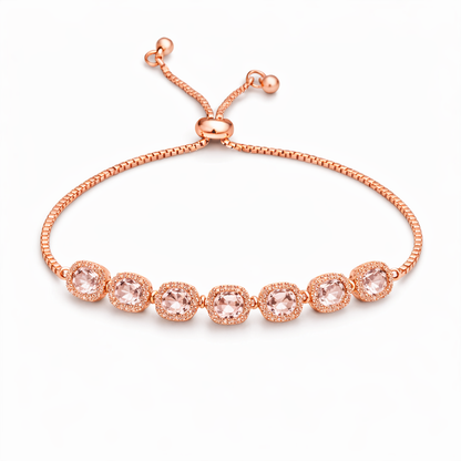 rose gold plated cushion cut halo bracelet, fashion jewellery packshot