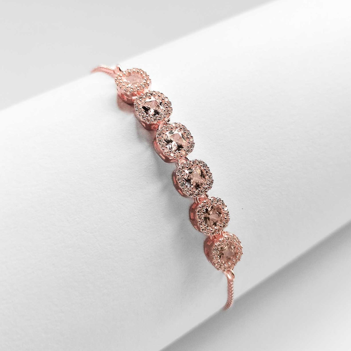 rose gold plated cushion cut halo bracelet, fashion jewellery