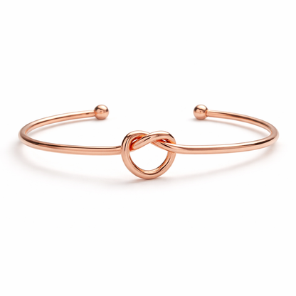 rose gold plated knot cuff bangle, fashion jewellery packshot