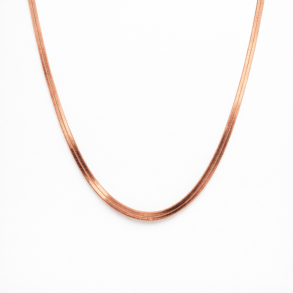 rose gold plated snake chain necklace 3mm, fashion jewellery packshot