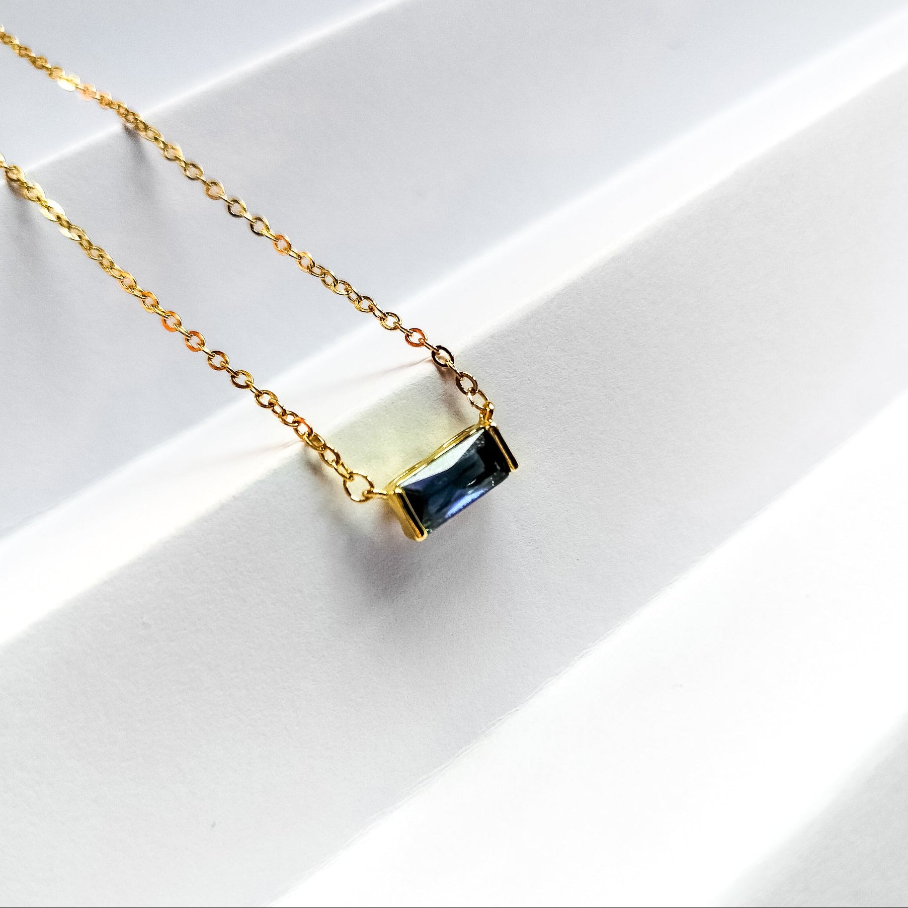 september 18k gold plated birthstone pendant necklace, water and tarnish proof
