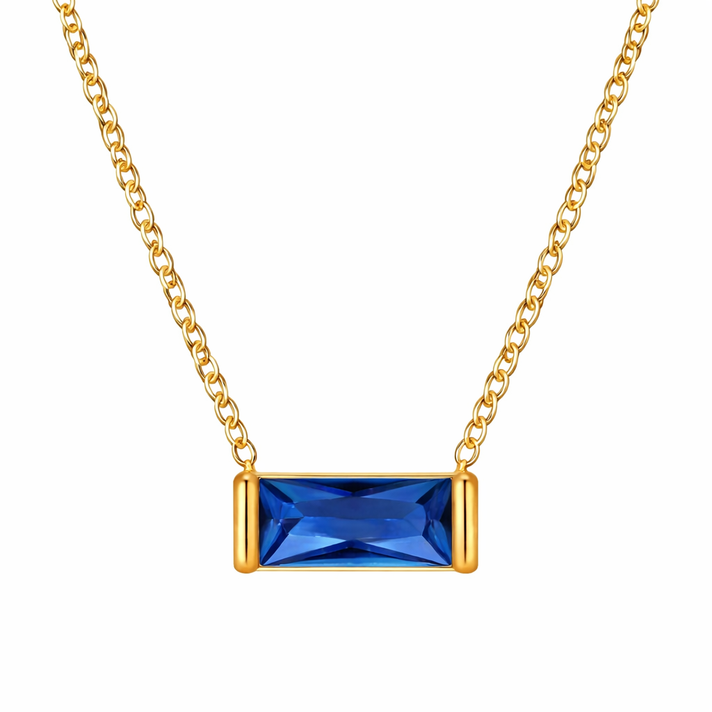 september 18k gold plated birthstone pendant necklace (water and tarnish proof)