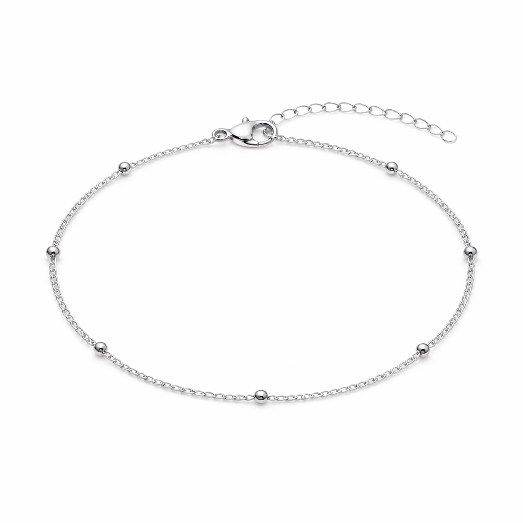 silver plated beaded chain bracelet (water and tarnish proof)