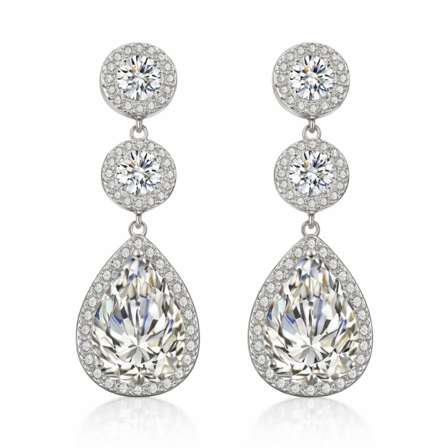 Silver plated bridal cubic zirconia drop earrings - fashion jewellery
