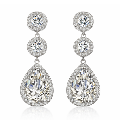 Silver plated bridal cubic zirconia drop earrings - fashion jewellery
