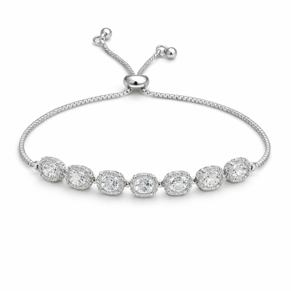 silver plated cushion cut halo bracelet, fashion jewellery packshot