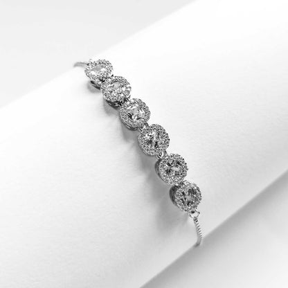 silver plated cushion cut halo bracelet, fashion jewellery