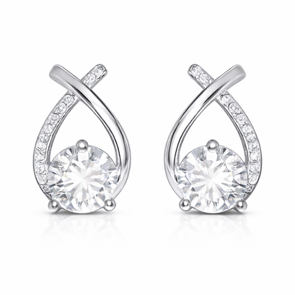 silver plated drop crossover stud earrings (fashion jewellery)