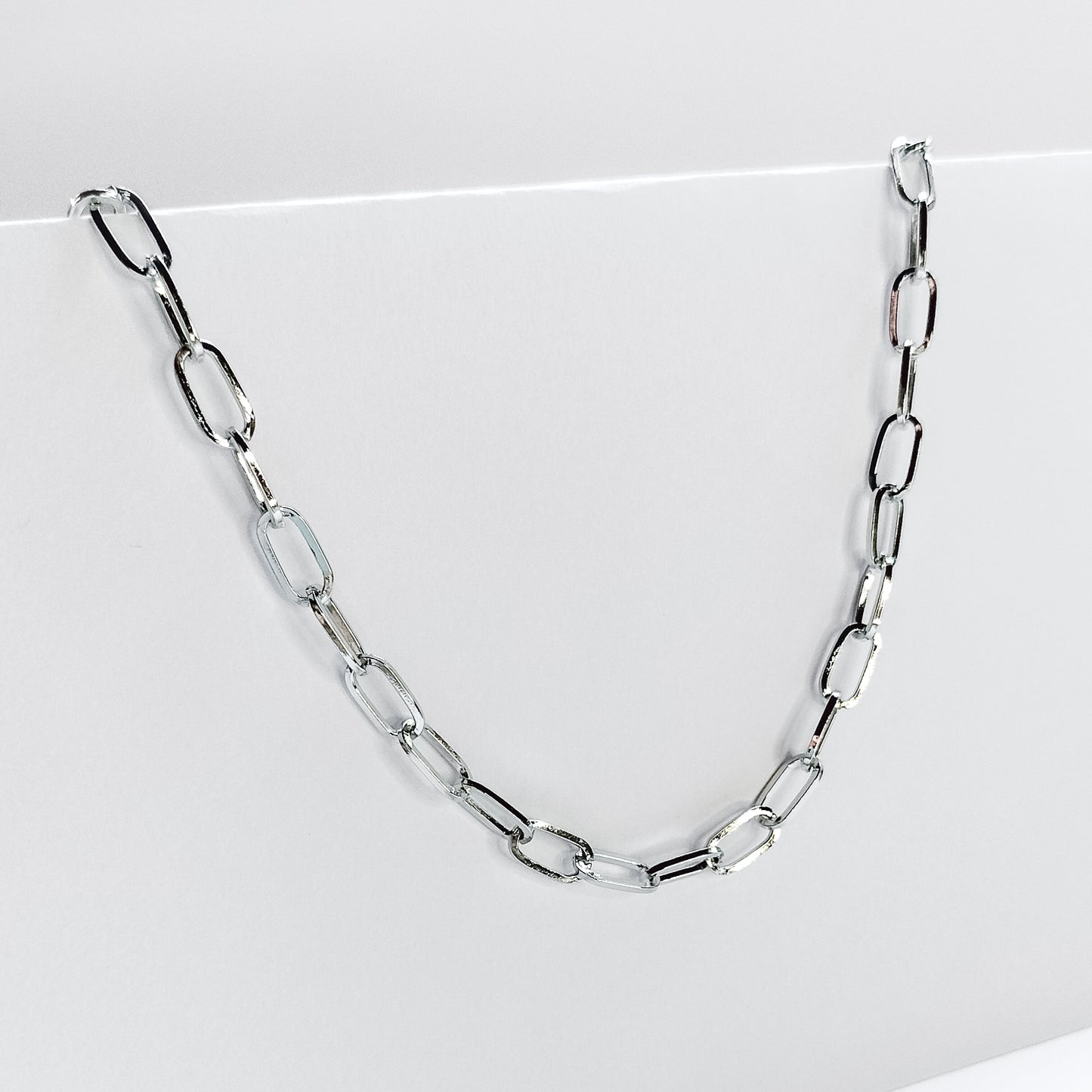 silver plated paperclip chain necklace, fashion jewellery