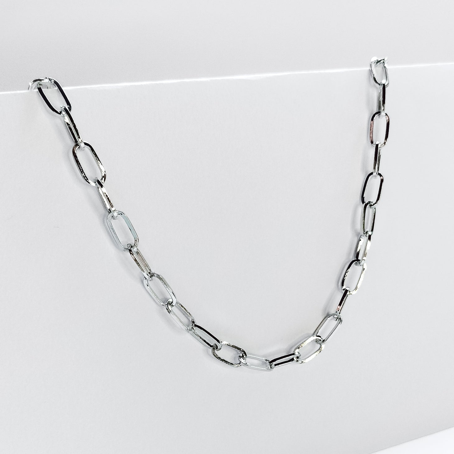 silver plated paperclip chain necklace, fashion jewellery