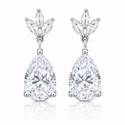 Pear Cut Cubic Zirconia Bridal Drop Earrings